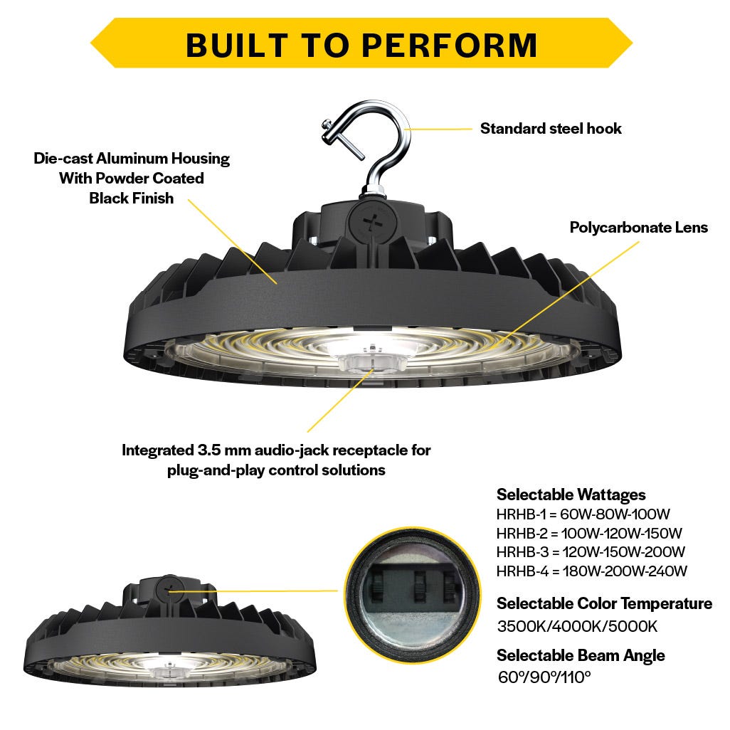 HRHB-1-LS-CS-U-BL LED Ufo Hibay W/k-Slct UNV Dim