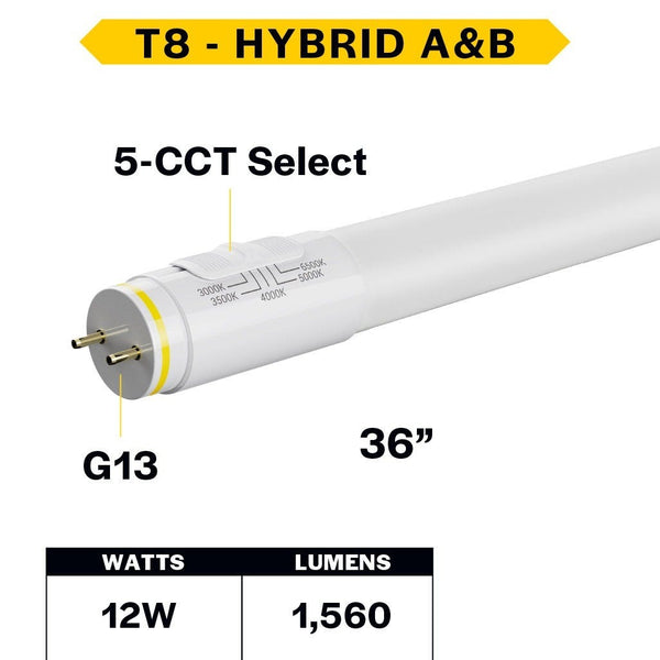 36T8128CSHYBDLED2 LED 3FT T8 12W K-Slct Hyb Dim