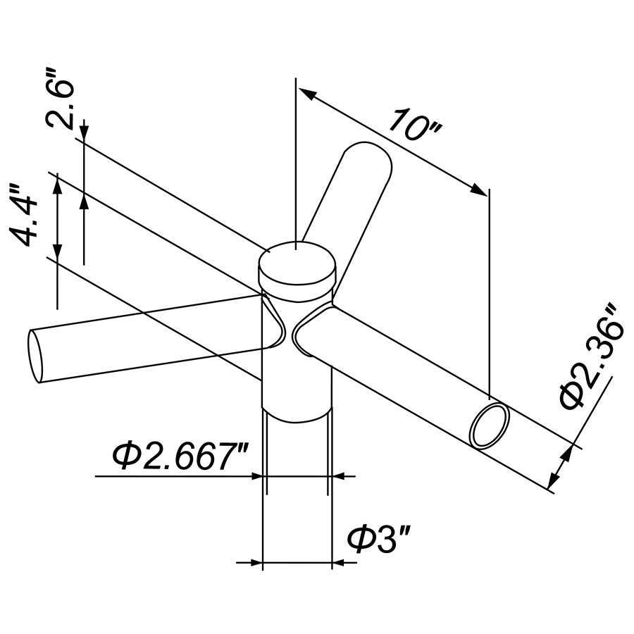 79957-3-TENON-MOUNT Rnd Pole 3X Tenon Mount Brnz