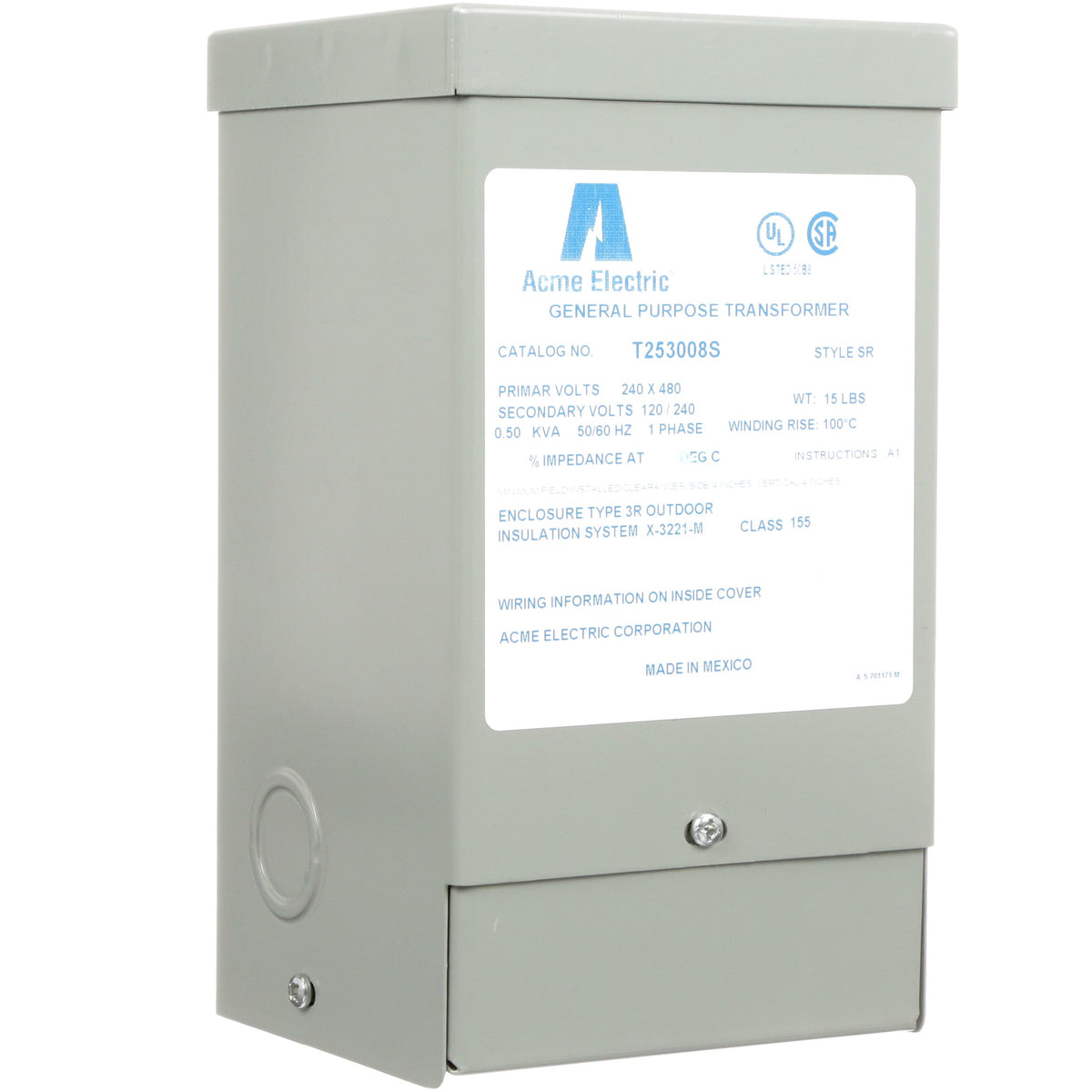 T253008S Xfrmr Low-Voltage Single Phase