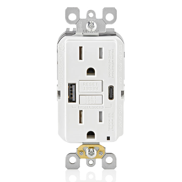 GUAC1-W 2X Outlet Usb A/c 125V 15A Wht