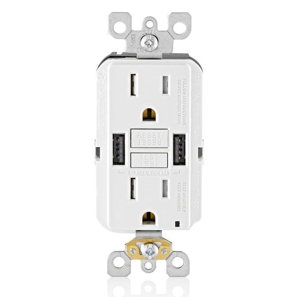 GUSB1-W 2X Outlet Usb A 125V 15A White