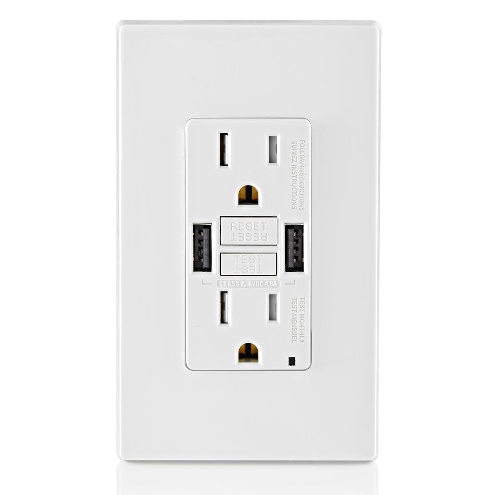 GUSB1-W 2X Outlet Usb A 125V 15A White