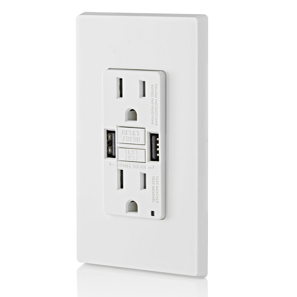 GUSB1-W 2X Outlet Usb A 125V 15A White