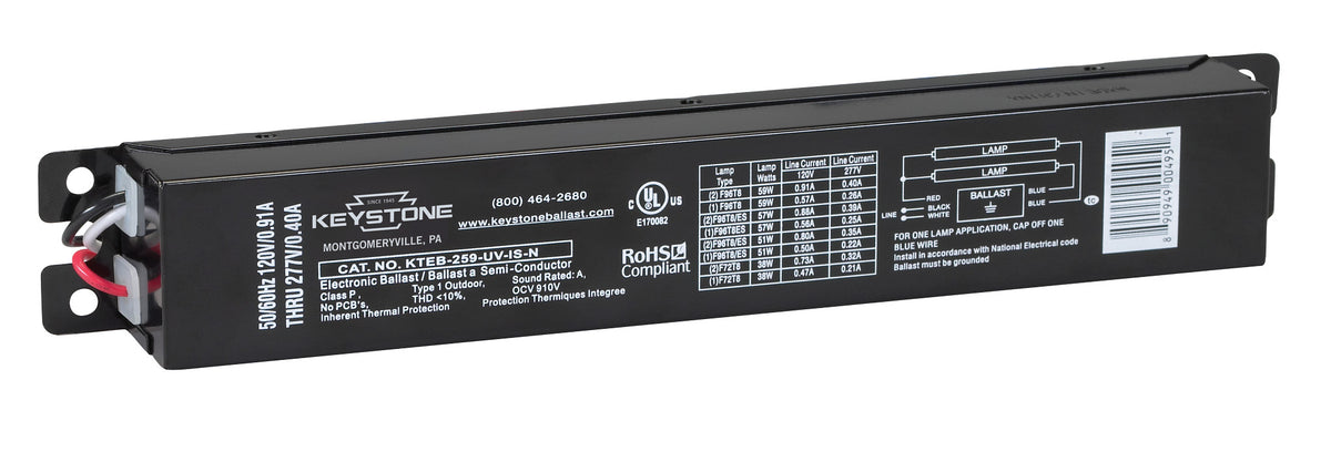 KTEB-259-UV-IS-N KEY.ELEC.2LT F96T8 Is 120-277V