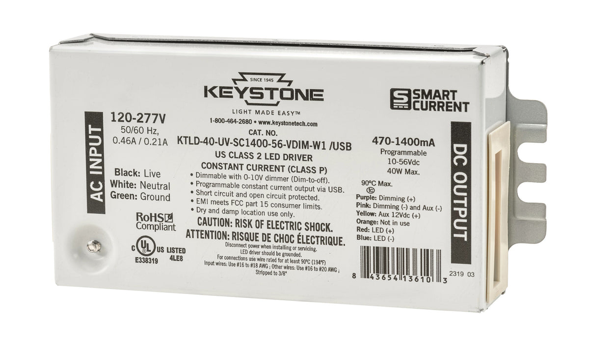 KTLD40UVSC140056DW1U LED Prgm Drvr 40W UNV Dim Aux