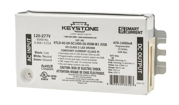 KTLD40UVSC140056DW1U LED Prgm Drvr 40W UNV Dim Aux