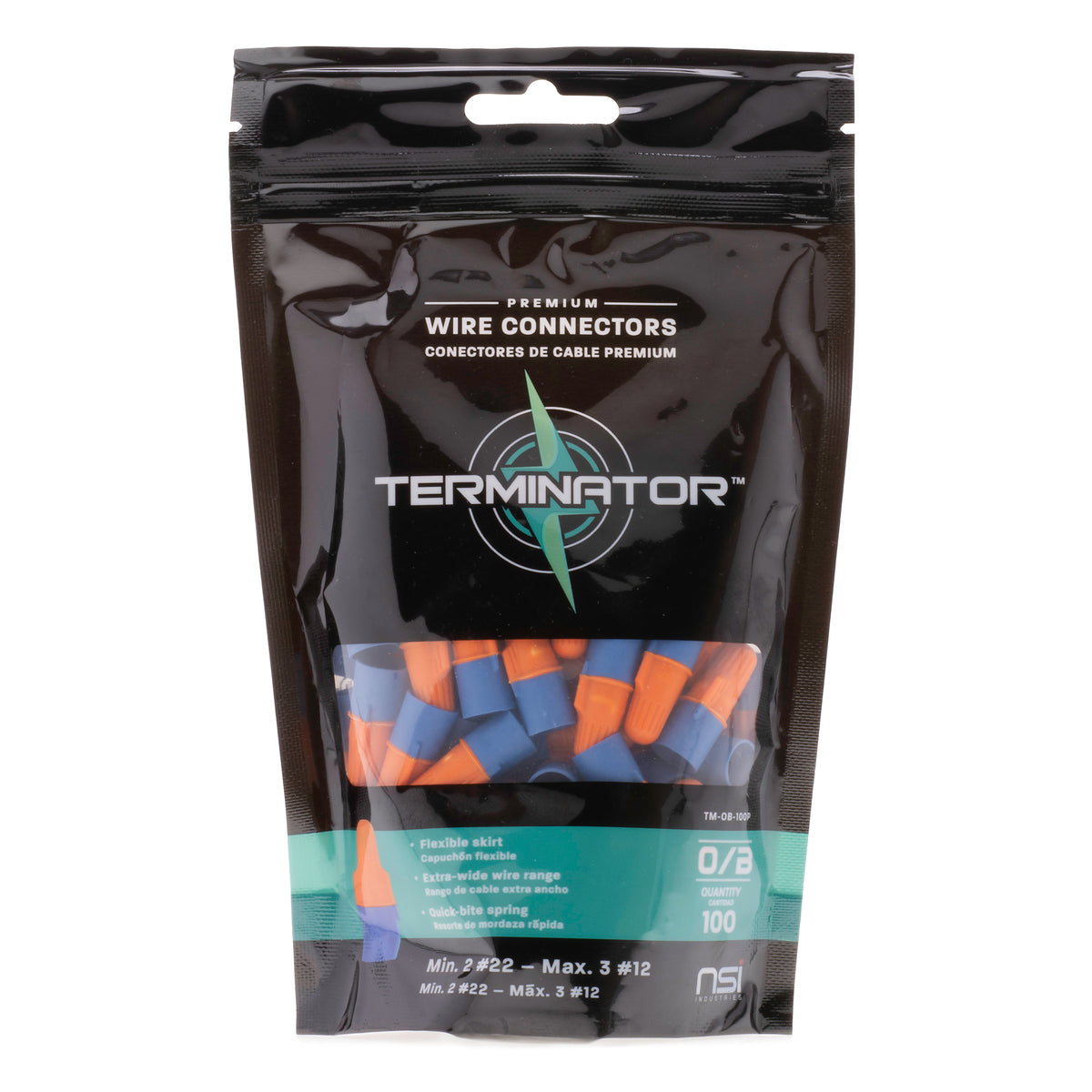 TM-OB-100P Wire Connect Orng/blu 100PK