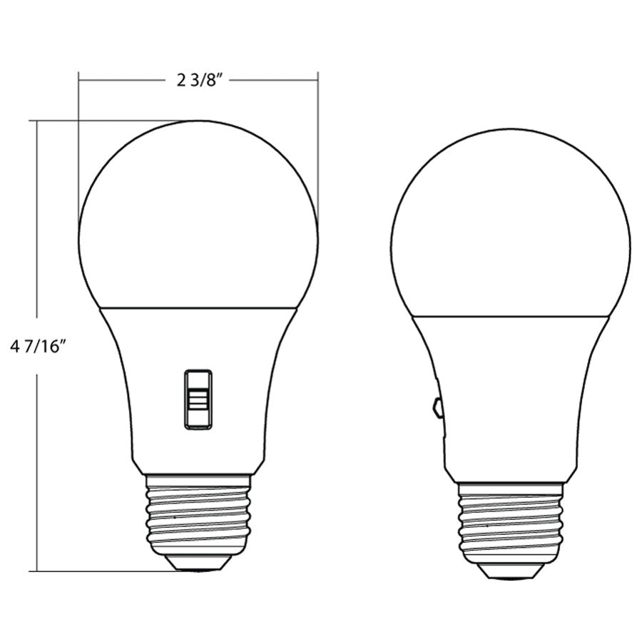 RAB Lighting A19-8-9CCT-DIM A-Shape, dimension drawing