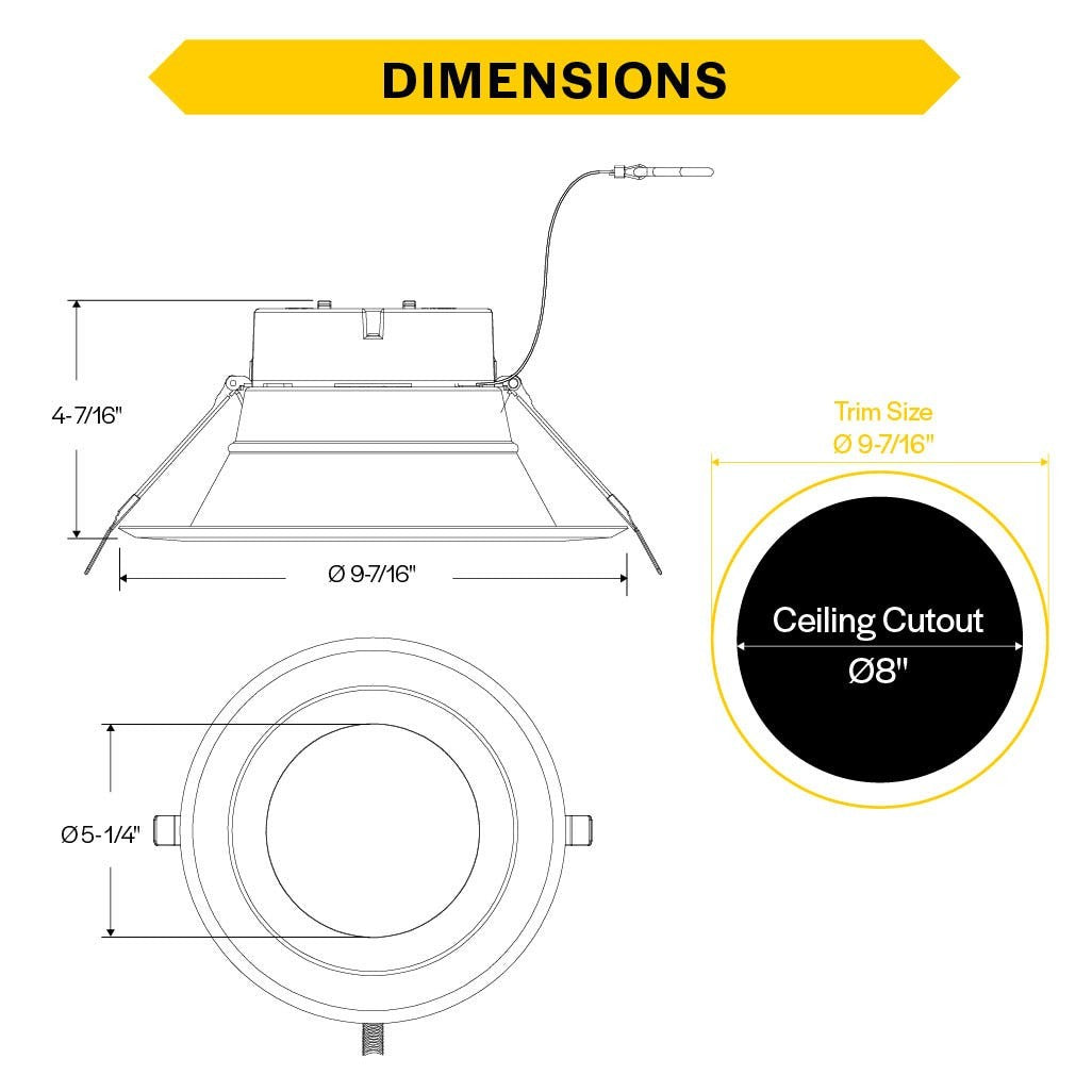 Halco CDL-8-LS-CS-WH-DDV LED downlight, dimension drawing