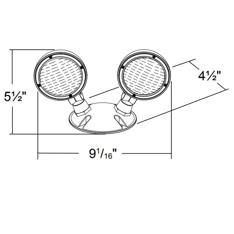 Halco EV2-RH-2-OUT-RD Exit & Emergency Lighting, dimension drawing