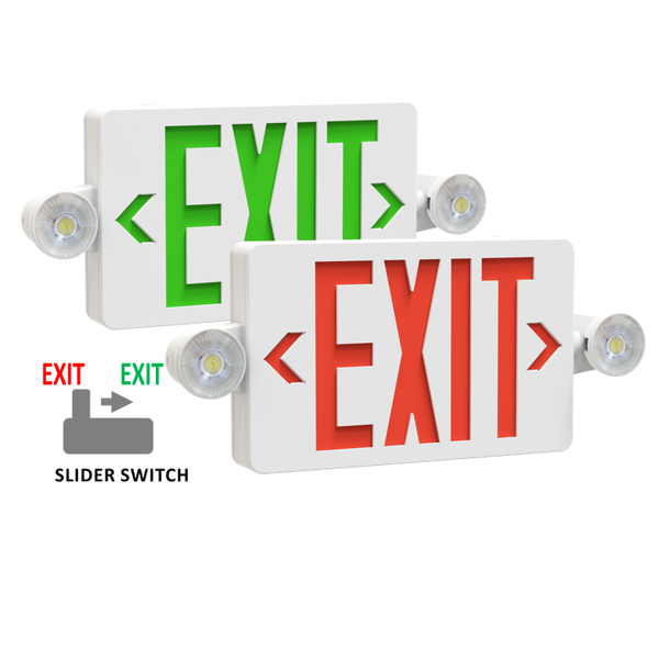 EMG-EXC-WH-RG-RC LED Exit Combo UNV Red/grn Rem