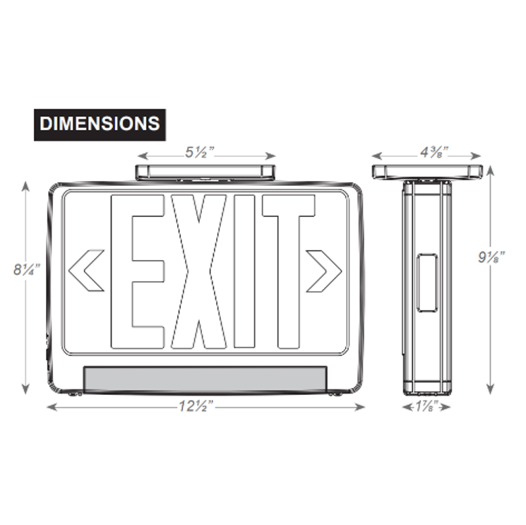 EMG-LBCU-R-WH-RC LED Exit/emrg Combo UNV Bkup