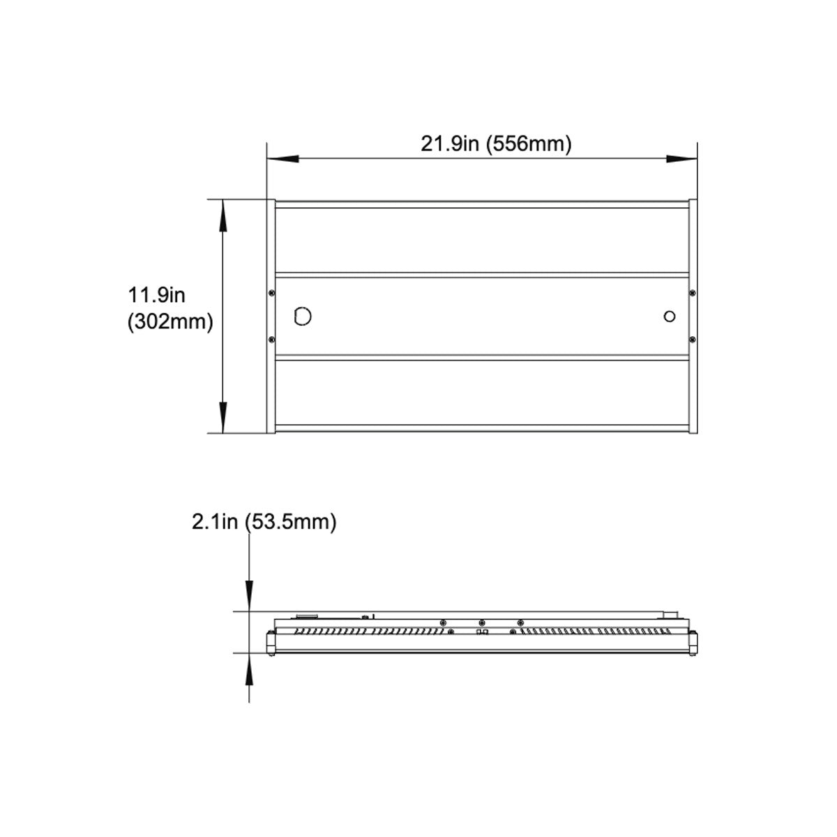 Plusrite HBL150S22FR8C3Z10 Indoor Light Fixture, dimension drawing