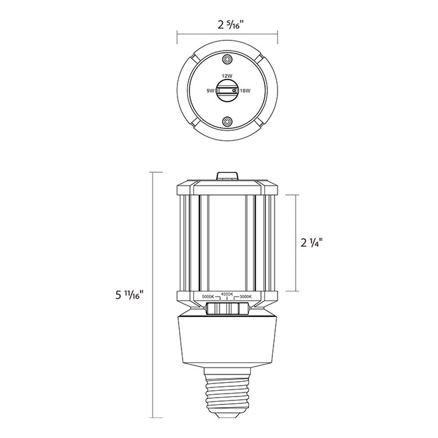RAB Lighting HIDFA-18S-E26 HID Lamps & LED HID Replacement, dimension drawing