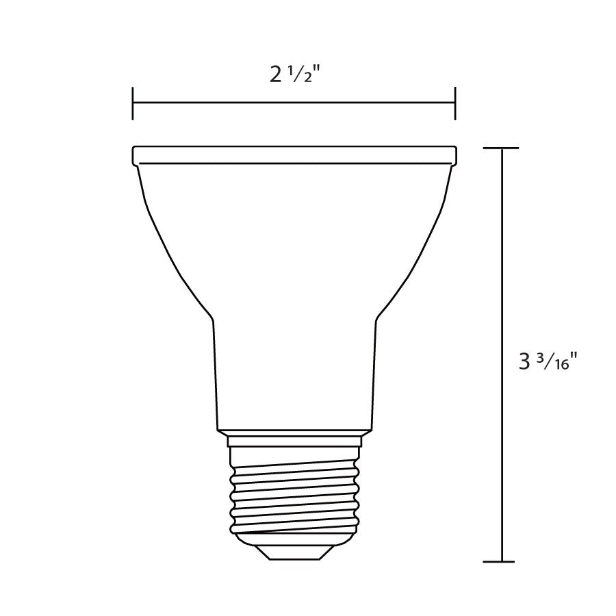 RAB Lighting PAR20-5-827-40D-DIM Reflector Lamp, dimension drawing