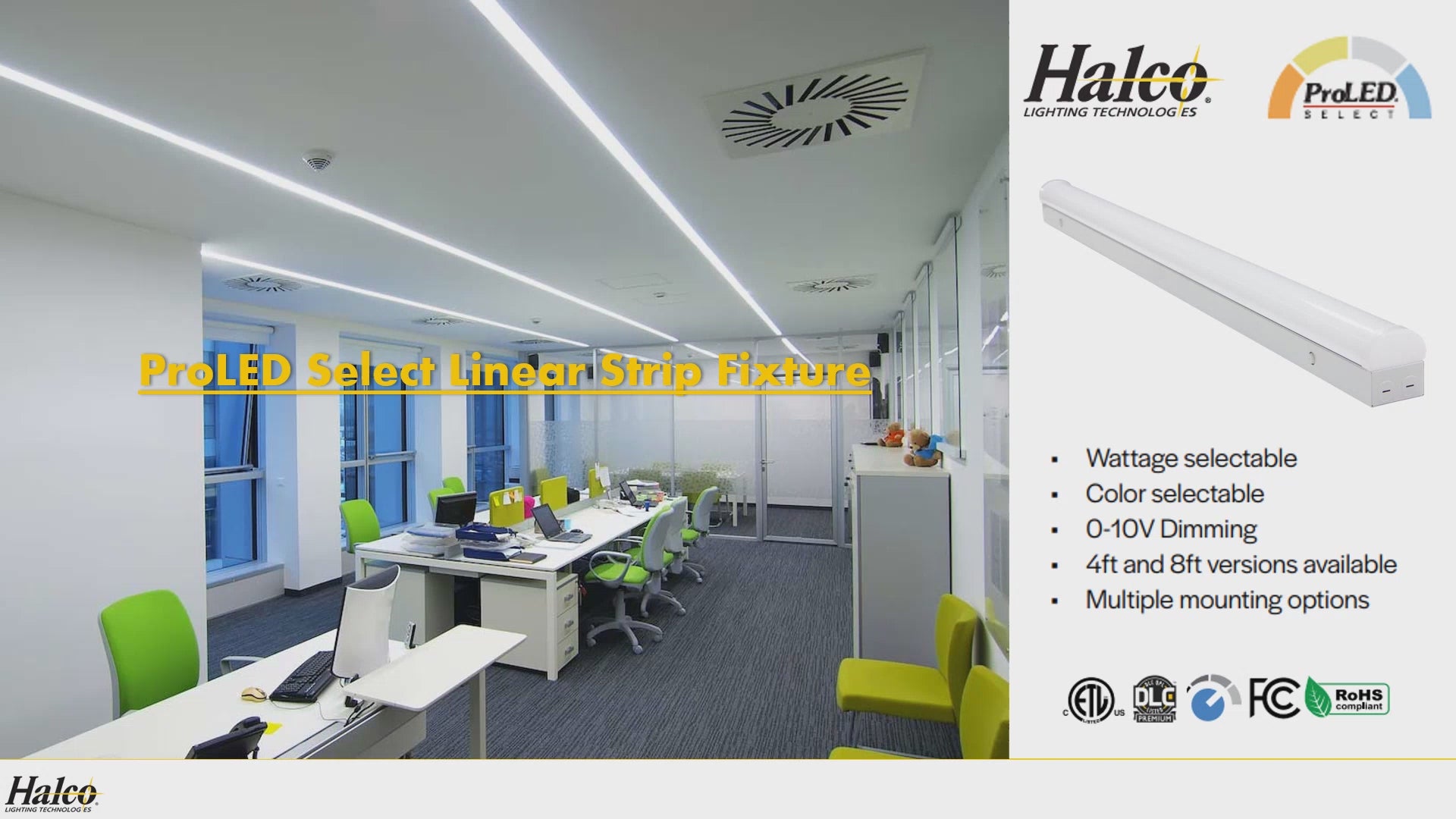 LS4-WS-CS-U LED 4FT Strip W/k-Slct UNV Dim